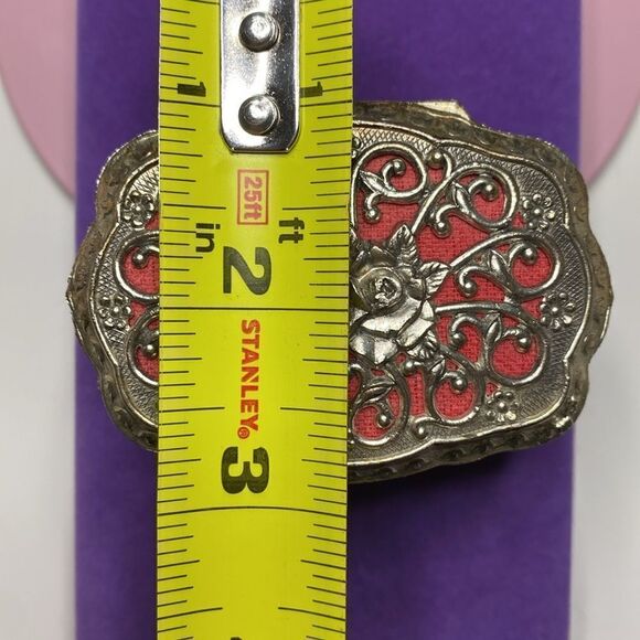 💛 Vintage Silver Plated Floral Trinket Box - Picture 7 of 8